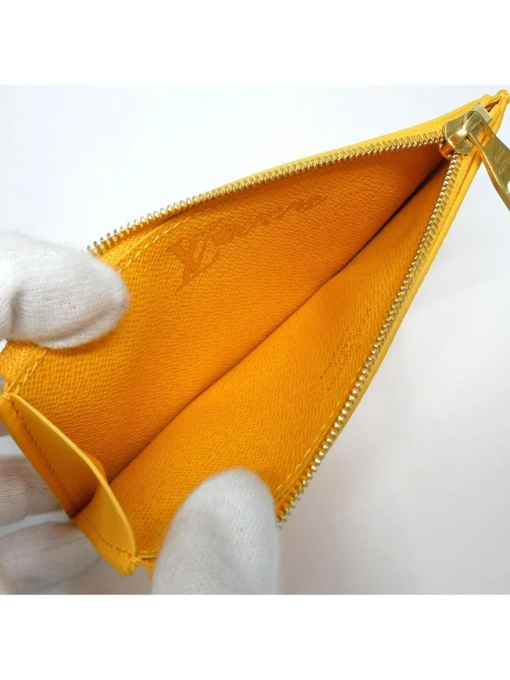 Louis Vuitton Coin Card Holder Saffron Yellow Monogram Heritage Case